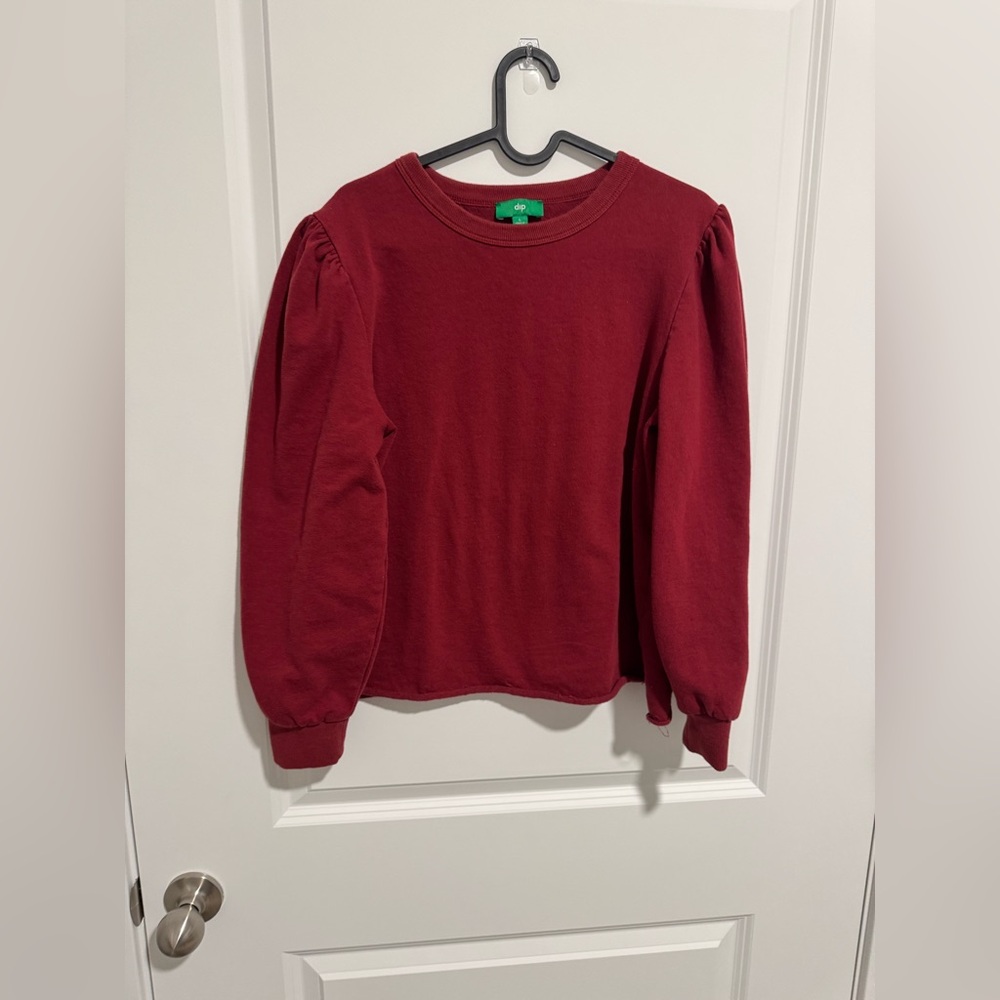 Maroon Puff Sleeve Sweatshirt | Dip | Size L